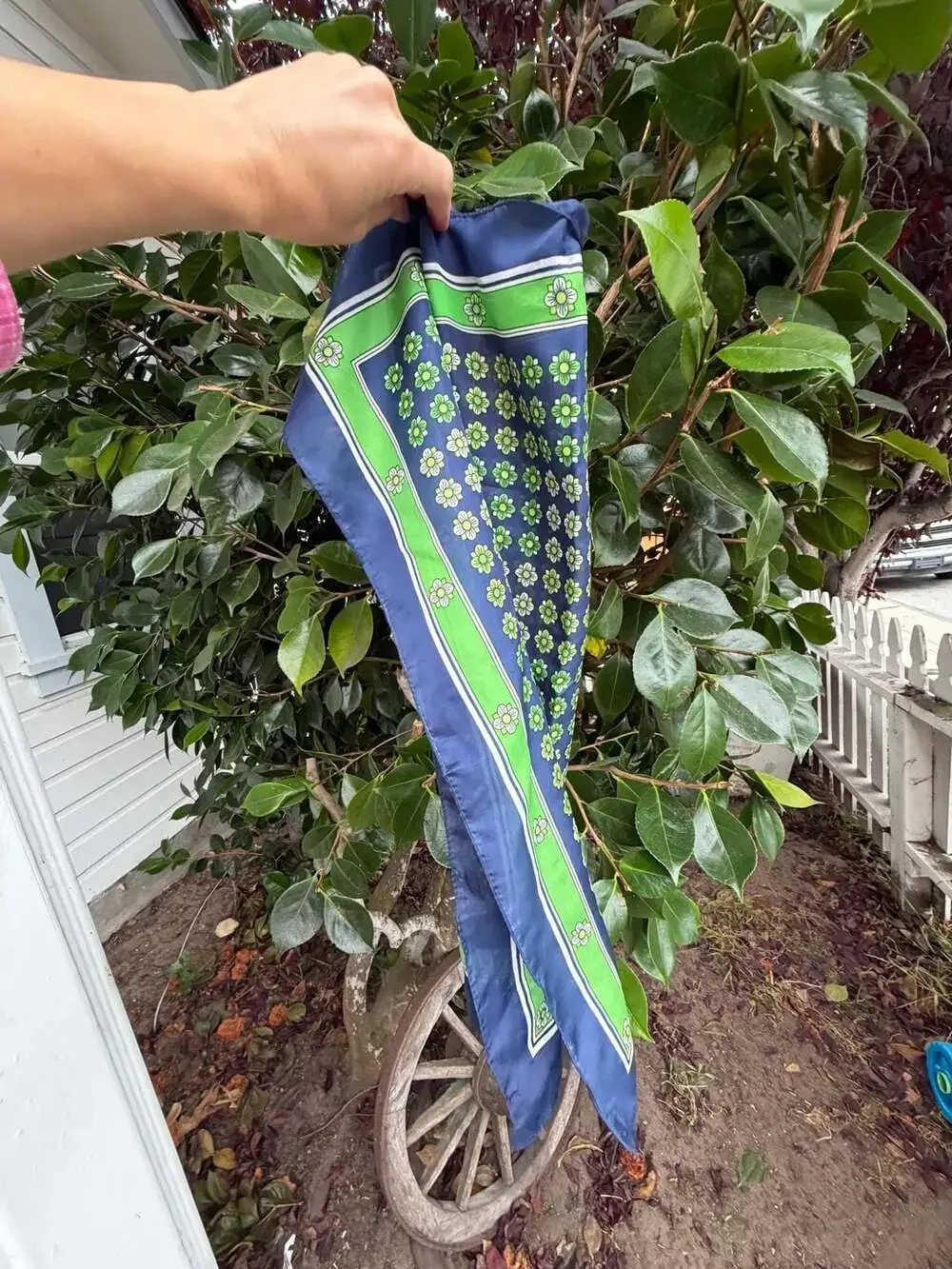 Vintage Blue and Green Floral Pattern Scarf